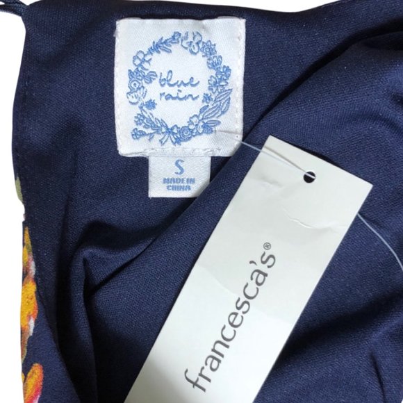 BLUE RAIN Dress by FRANCESCA'S NWT Blue Pink Floral Lace Accents Flare Small7 - Picture 2 of 5